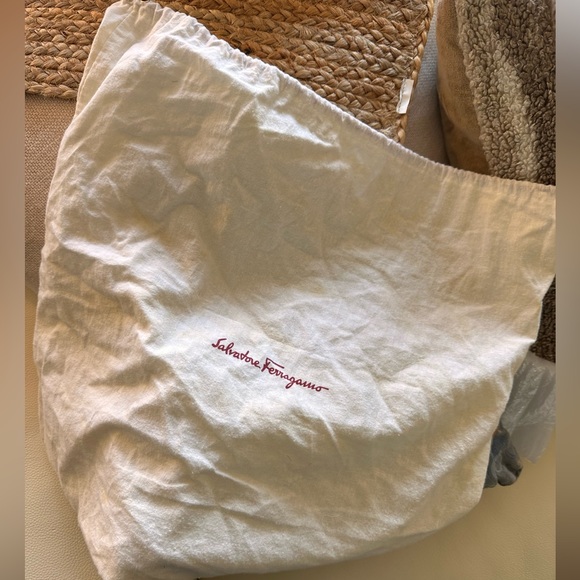 Ferragamo cotton blue denim shoulder satchel leather w/dustbag #H76c - Picture 9 of 10